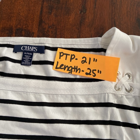 Chaps striped tee with lace-up detail on shoulder - Picture 8 of 8